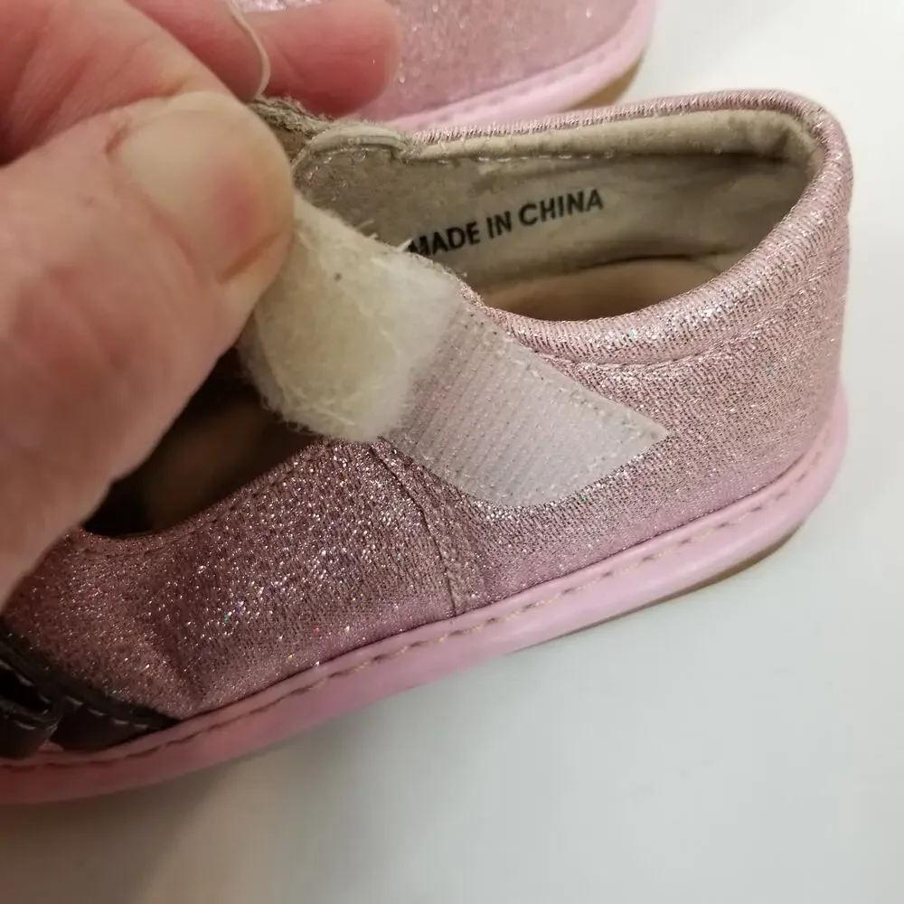 Izzy Bug Creations Little Girl Pink Glitter Mary Jane Shoes Size 5